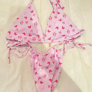 Purple and pink butterfly triangle swimsuit